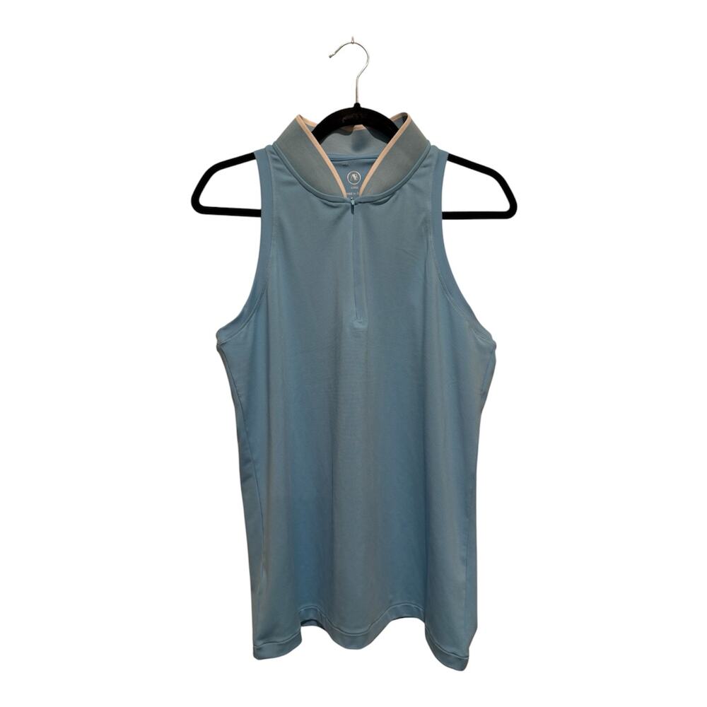 Addison Bay Sleeveless Courtside Polo Beverly Blue Pickleball Tennis Sz LARGE